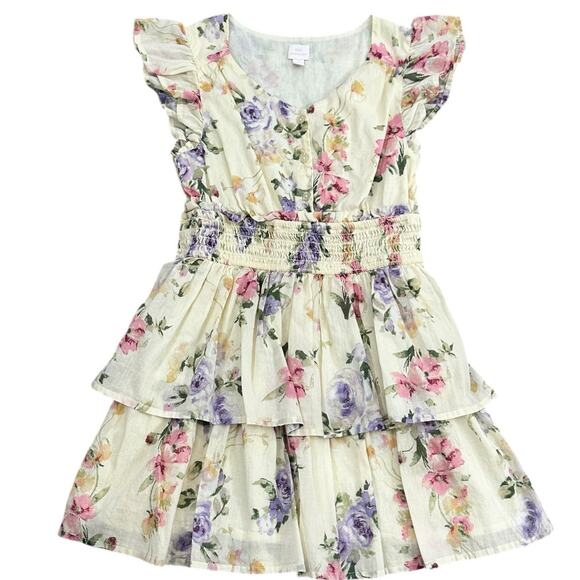 GAP X LoveShackFancy Kids Floral Flutter Sleeve Mini Dress 8 - Picture 1 of 6